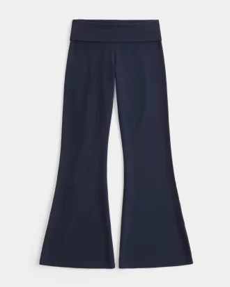 Aloha Graphic Foldover Waist Flare Housut