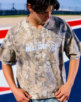 Baggy Heavyweight Crop Dodge Graphic Camo T-paita