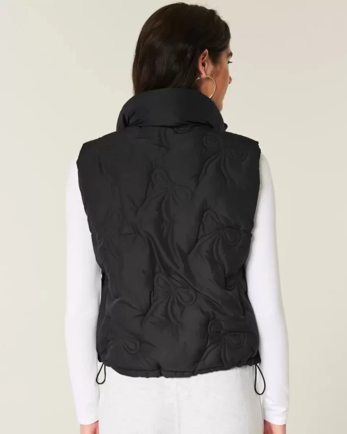 Bow Pattern Puffer Vest Bow Pattern Puffer Vest