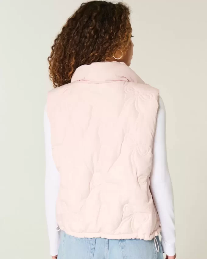 Bow Pattern Puffer Vest Bow Pattern Puffer Vest