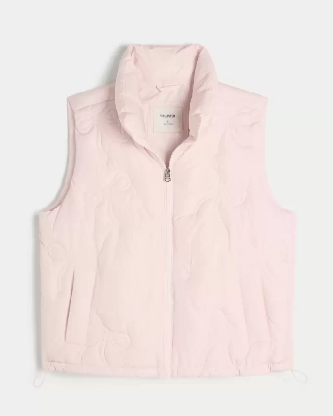 Bow Pattern Puffer Vest Bow Pattern Puffer Vest