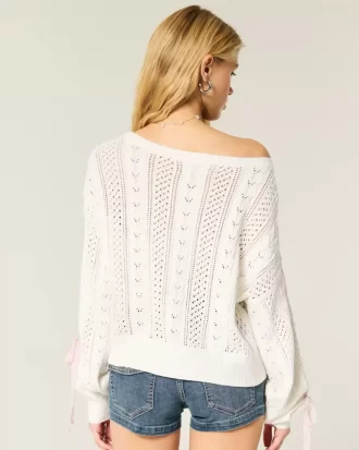 Bow-Sleeve Cable-Knit pusero
