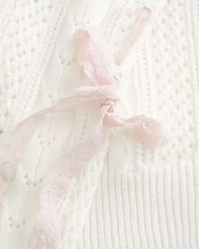 Bow-Sleeve Cable-Knit pusero Bow-Sleeve Cable-Knit pusero