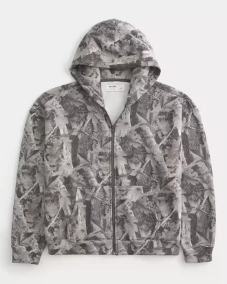 Boxy Camo vetoketjullinen huppari