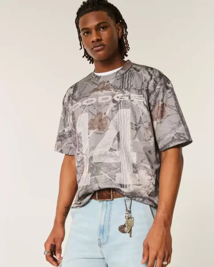 Boxy Crop Camo Dodge Graphic Jersey Boxy Crop Camo Dodge Graphic Jersey