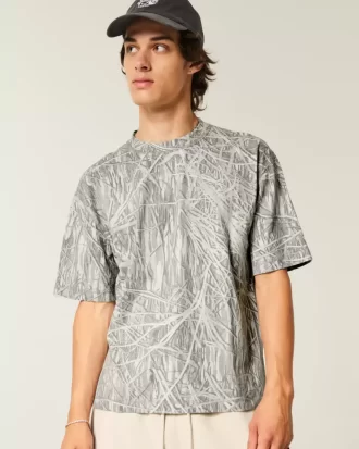 Boxy Crop Heavyweight Camo Crew T-paita