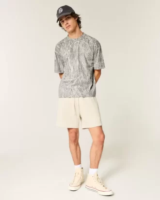 Boxy Crop Heavyweight Camo Crew T-paita