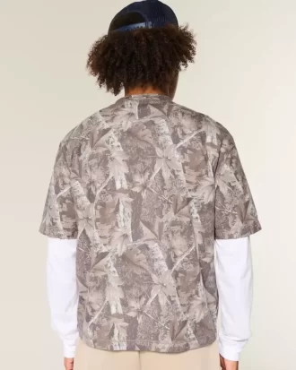 Boxy Crop Heavyweight Camo Crew T-paita