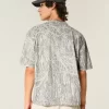 Boxy Crop Heavyweight Camo Crew T-paita