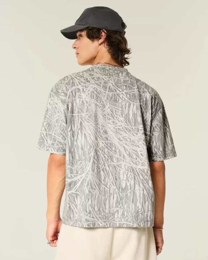 Boxy Crop Heavyweight Camo Crew T-paita