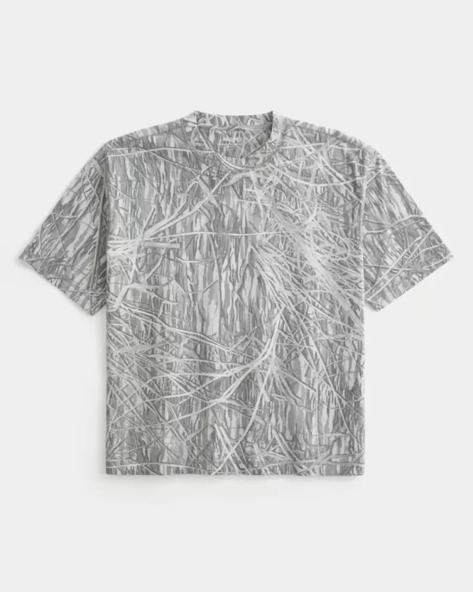 Boxy Crop Heavyweight Camo Crew T-paita