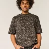 Boxy Crop Heavyweight Leopard Print Crew T-paita Boxy Crop Heavyweight Leopard Print Crew T-paita