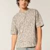 Boxy Crop Heavyweight Leopard Print Crew T-paita