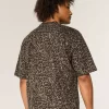 Boxy Crop Heavyweight Leopard Print Crew T-paita Boxy Crop Heavyweight Leopard Print Crew T-paita