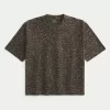 Boxy Crop Heavyweight Leopard Print Crew T-paita Boxy Crop Heavyweight Leopard Print Crew T-paita