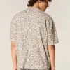 Boxy Crop Heavyweight Leopard Print Crew T-paita