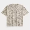Boxy Crop Heavyweight Leopard Print Crew T-paita