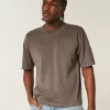 Boxy Crop Heavyweight Washed Crew T-paita