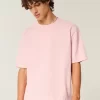 Boxy Crop Heavyweight Washed Crew T-paita
