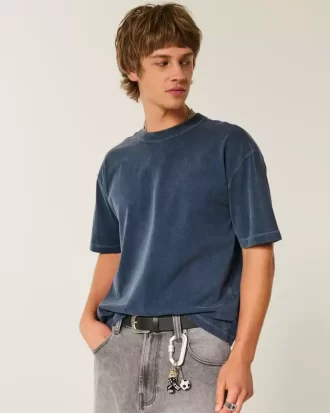 Boxy Crop Heavyweight Washed Crew T-paita