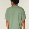 Boxy Crop Heavyweight Washed Crew T-paita