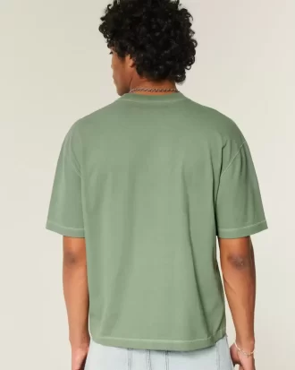 Boxy Crop Heavyweight Washed Crew T-paita