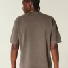 Boxy Crop Heavyweight Washed Crew T-paita