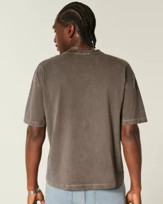 Boxy Crop Heavyweight Washed Crew T-paita