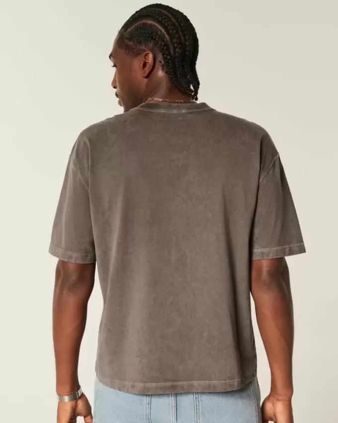 Boxy Crop Heavyweight Washed Crew T-paita