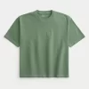 Boxy Crop Heavyweight Washed Crew T-paita