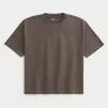 Boxy Crop Heavyweight Washed Crew T-paita