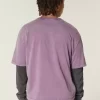 Boxy Crop Heavyweight Washed Crew T-paita