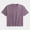 Boxy Crop Heavyweight Washed Crew T-paita