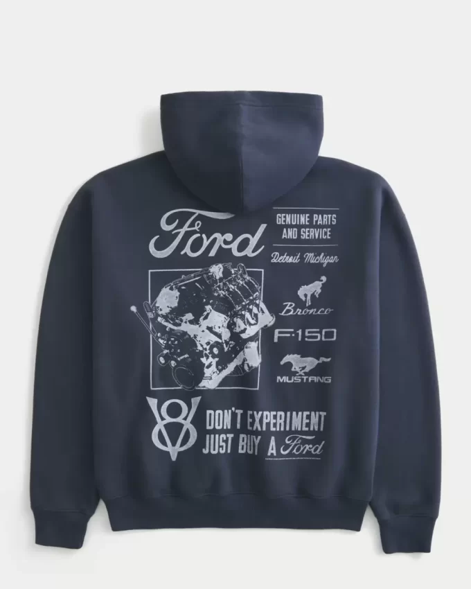 Boxy Ford Graphic vetoketjullinen huppari