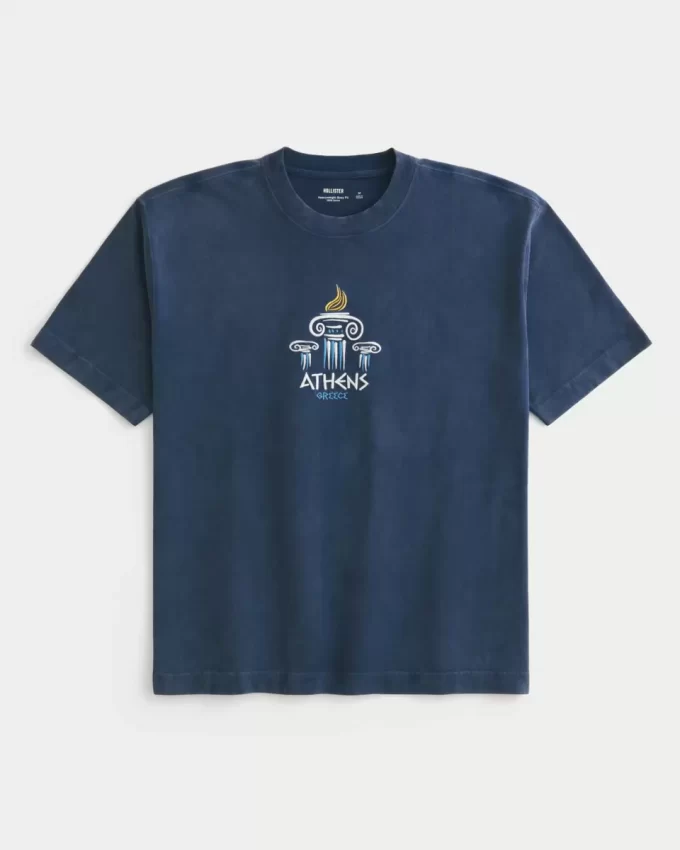 Boxy Heavyweight Athens Graphic T-paita
