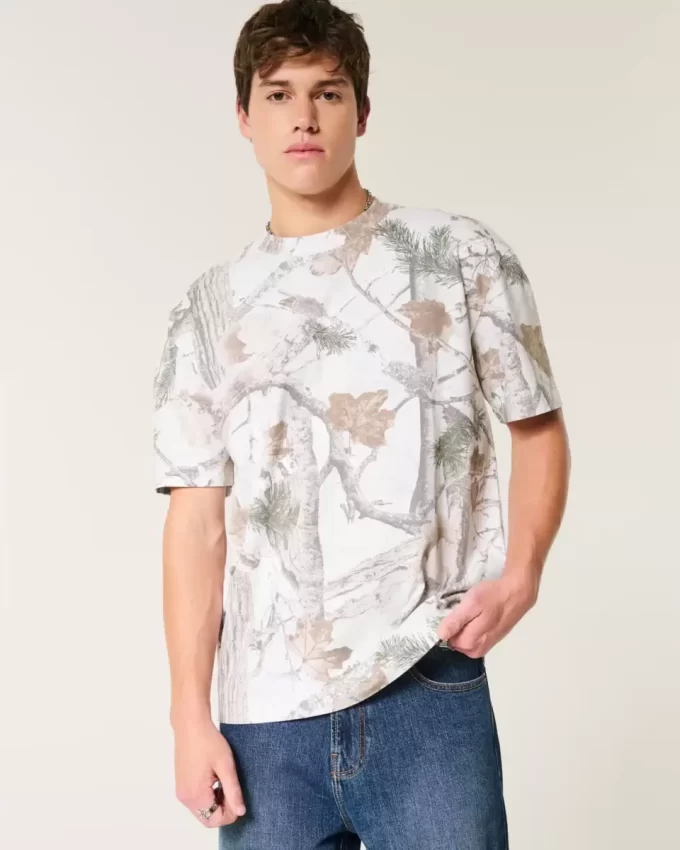 Boxy Heavyweight Camo Crew T-paita