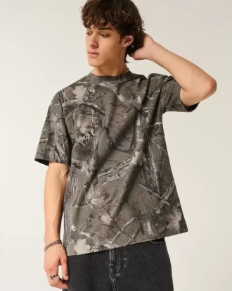Boxy Heavyweight Camo Crew T-paita