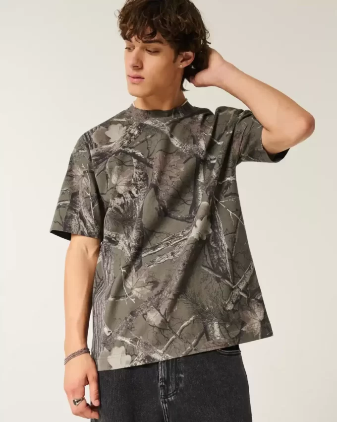 Boxy Heavyweight Camo Crew T-paita