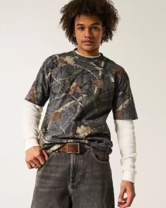 Boxy Heavyweight Camo Crew T-paita