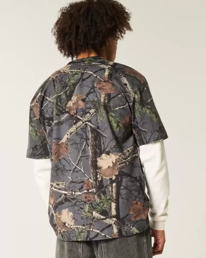 Boxy Heavyweight Camo Crew T-paita