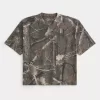Boxy Heavyweight Crop Camo Crew T-paita