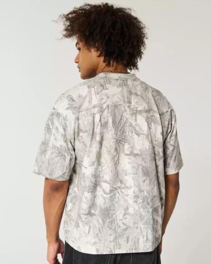 Boxy Heavyweight Crop Camo Crew T-paita