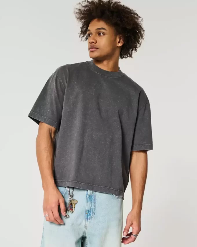 Boxy Heavyweight Crop Washed Crew T-paita Boxy Heavyweight Crop Washed Crew T-paita