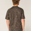 Boxy Heavyweight Leopard Print Cotton Crew T-paita