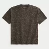 Boxy Heavyweight Leopard Print Cotton Crew T-paita