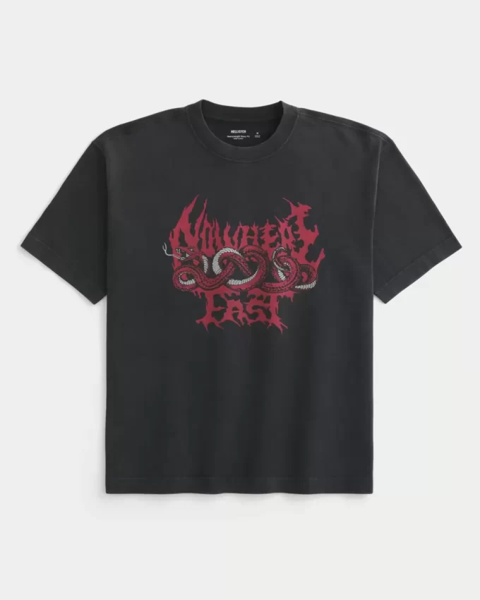 Boxy Heavyweight Nowhere Fast Graphic T-paita
