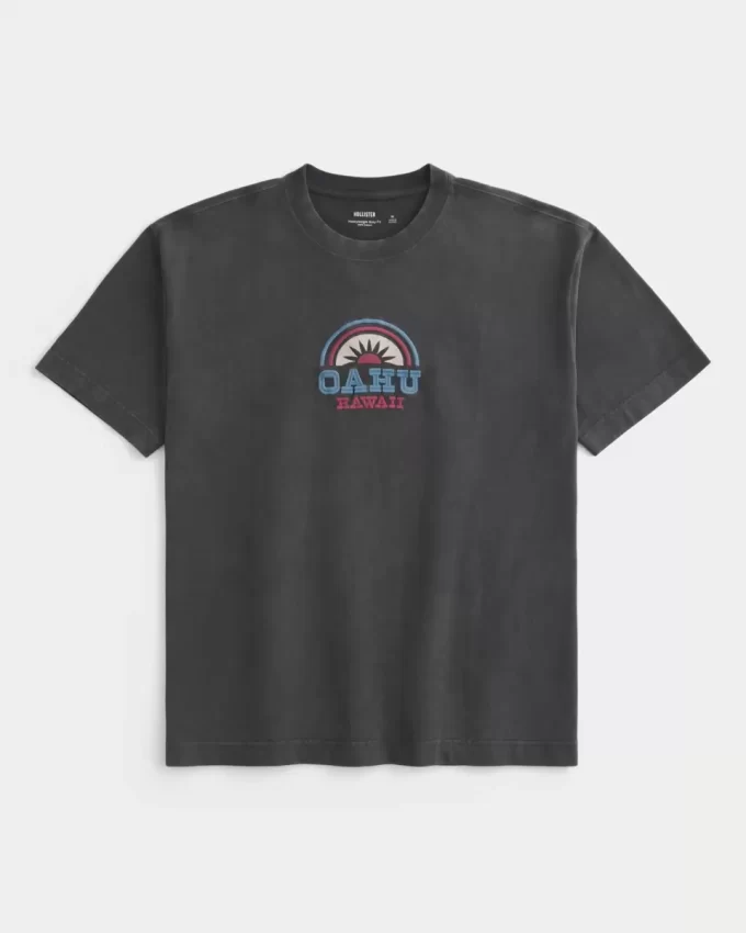 Boxy Heavyweight Oahu Graphic T-paita