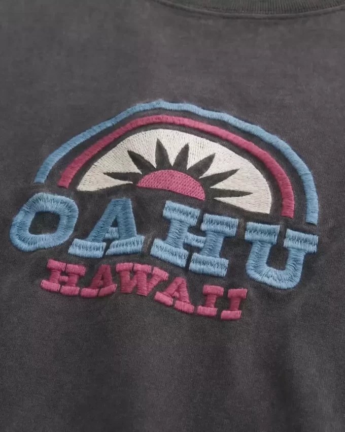 Boxy Heavyweight Oahu Graphic T-paita