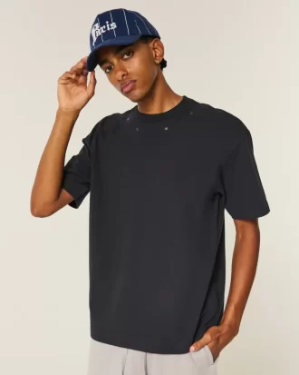Boxy Heavyweight Star Ebellished Crew T-paita