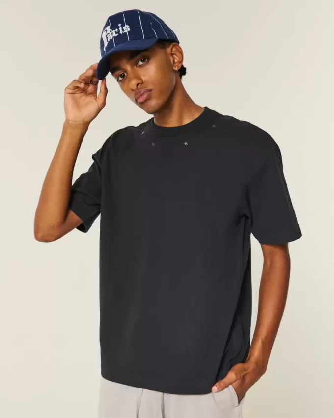 Boxy Heavyweight Star Ebellished Crew T-paita Boxy Heavyweight Star Ebellished Crew T-paita